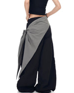 コントラストカラーのカジュアルステートメントパンツ