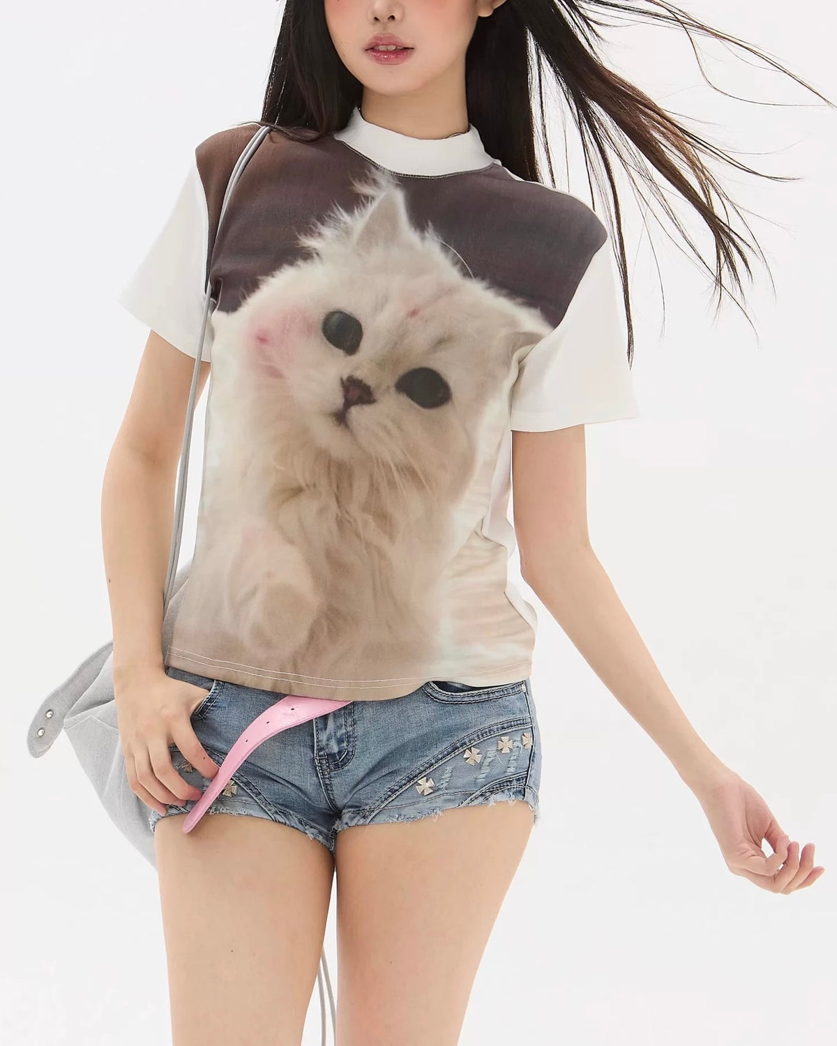 Cute cat simple short sleeves