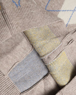 カラーブロックダイヤモンド柄ニットベスト