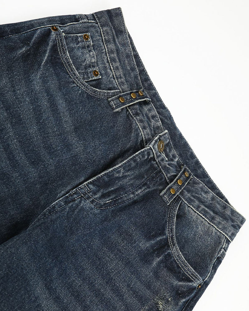 Washed straight-leg trousers