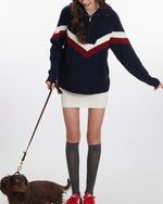 콘트라스트 스트라이프 스웨터