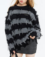 フリンジストライプセーター