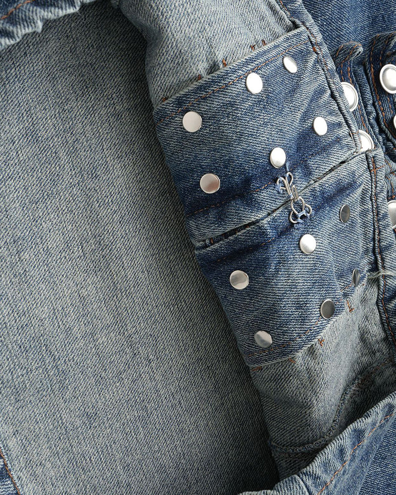 Double-breasted denim jacket