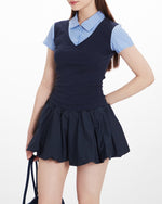 Fake two-piece short sleeves