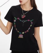 Cute colorful heart short sleeves