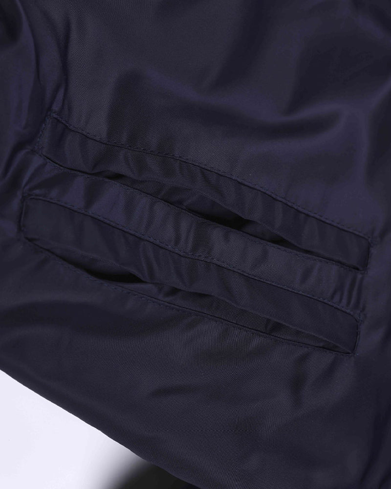 Faux-layered hooded jacket with paneling