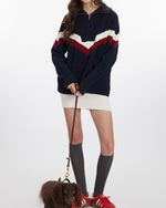 콘트라스트 스트라이프 스웨터