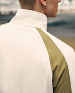 Stand collar colorblock short sleeve jacket