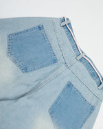 チェックパネルデニムパンツ