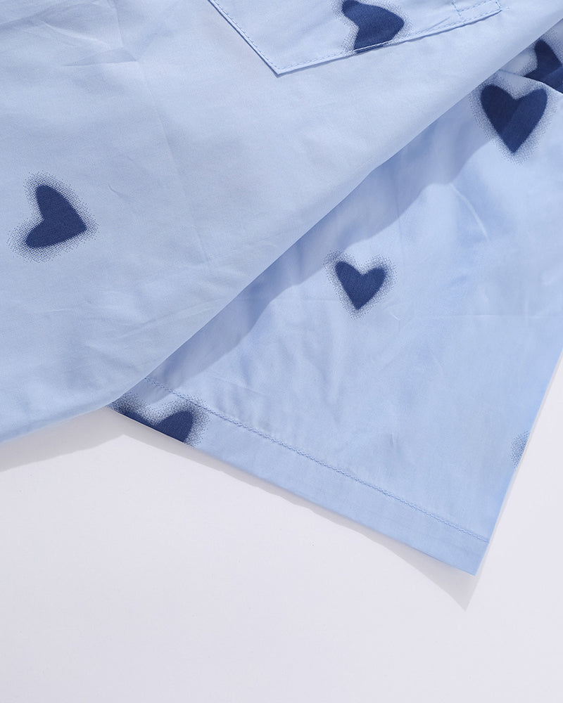 Heart print short-sleeved shirt