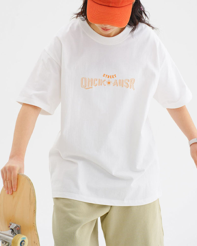 Retro letter couple short sleeves
