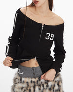 ワンショルダーのセクシーなスウェットシャツ