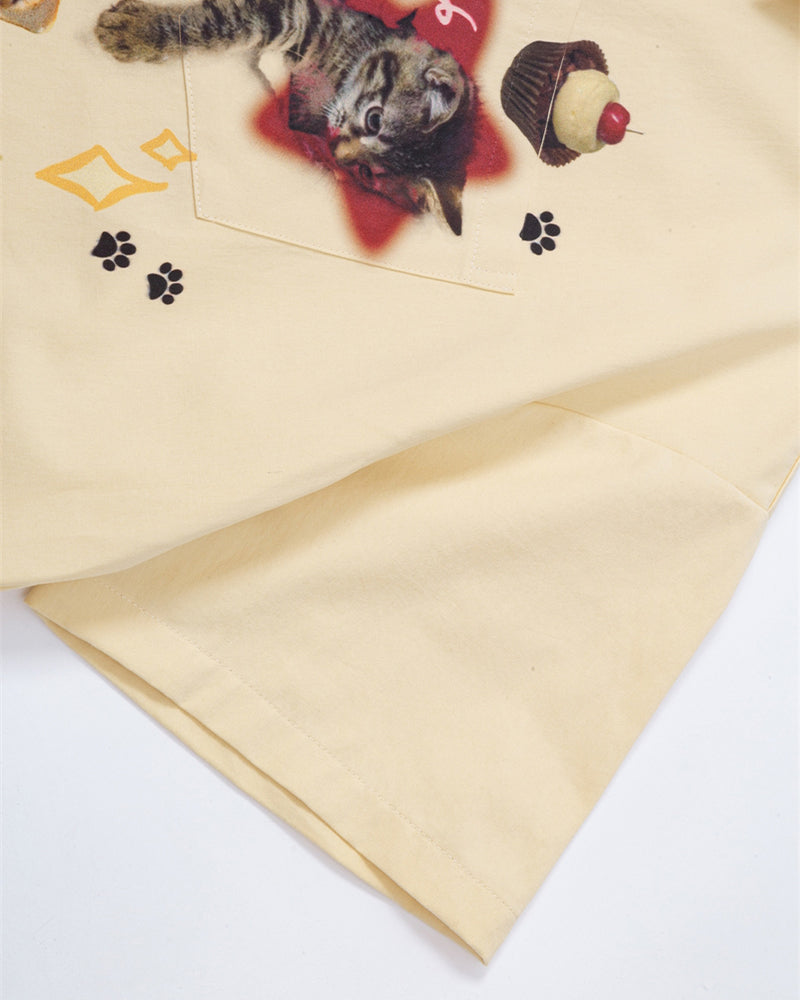 Cute cat short sleeve shirt