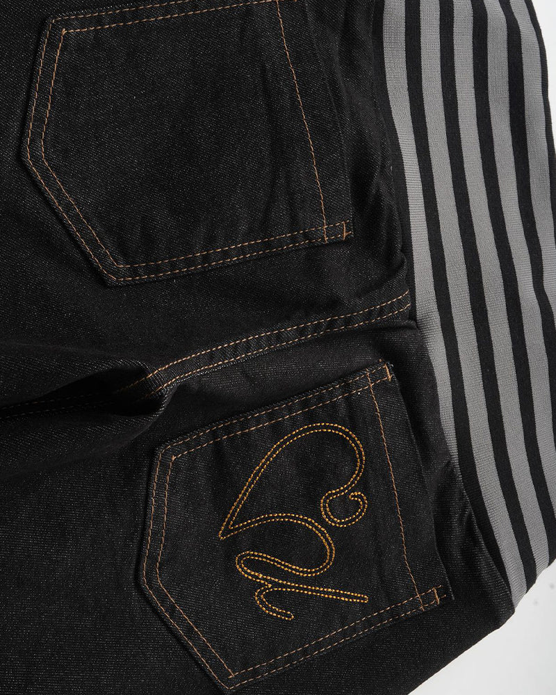 Paneled casual denim trousers