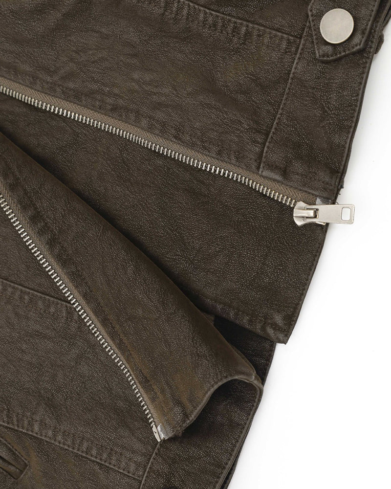 Distressed stand-collar jacket