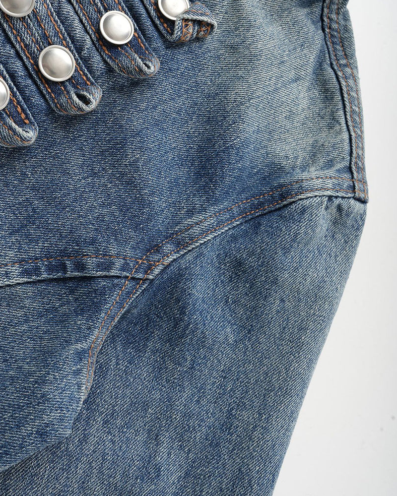 Double-breasted denim jacket