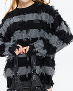 フリンジストライプセーター