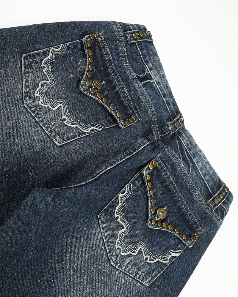 Washed straight-leg trousers