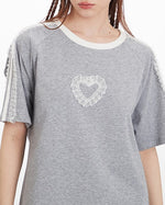 Lace embroidery short sleeves