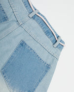 チェックパネルデニムパンツ