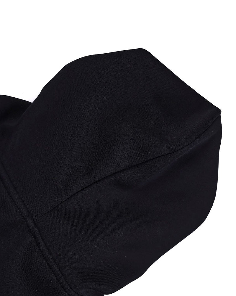 Hooded jacket with large zipper