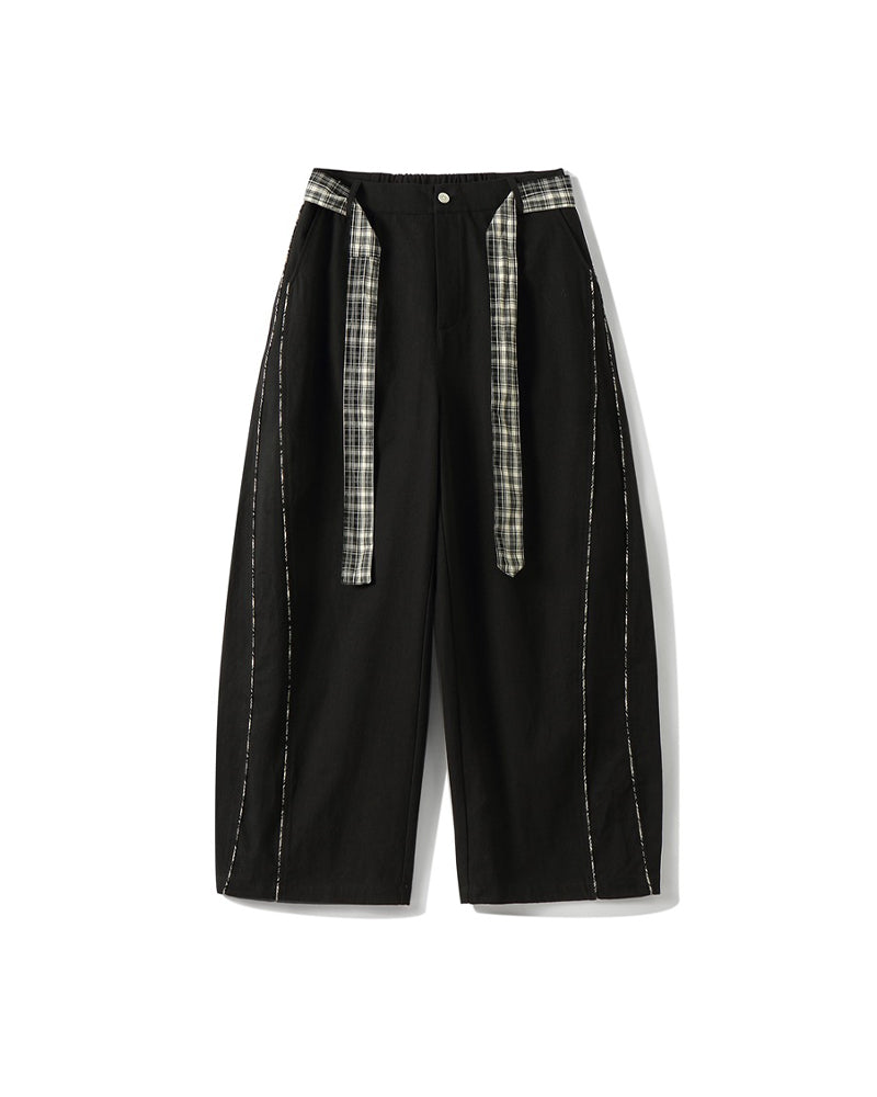 Checked Trousers with Belt