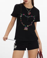 Cute colorful heart short sleeves