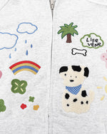 楽しいフード付きスウェットシャツジャケット