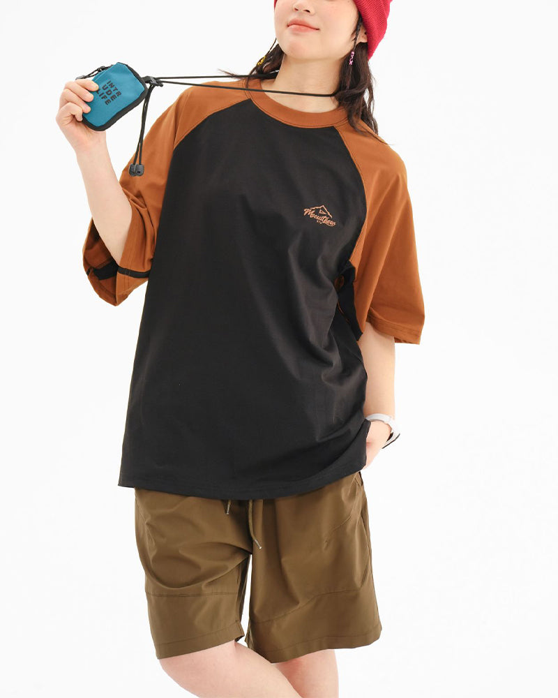 Retro contrast print short sleeves