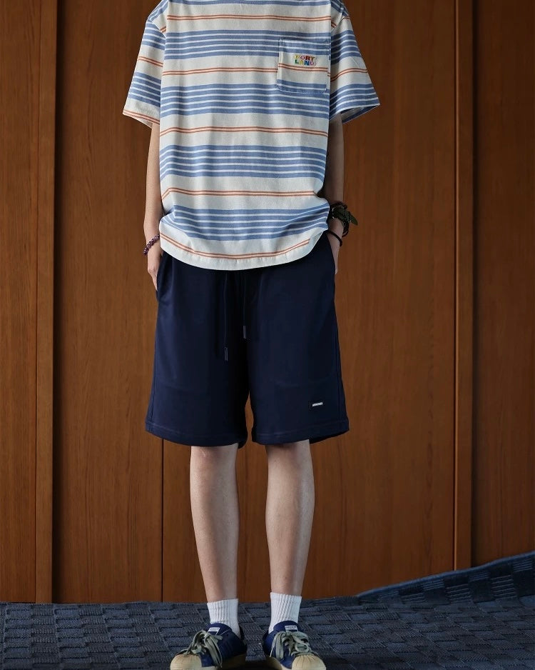 Colorful striped short sleeves with embroidered logo
