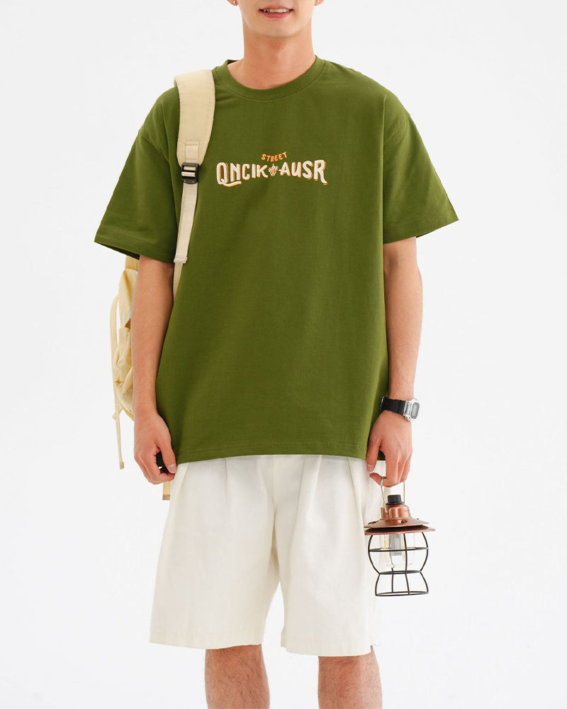 Retro letter couple short sleeves