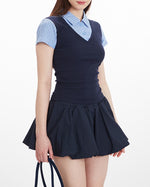 Fake two-piece short sleeves