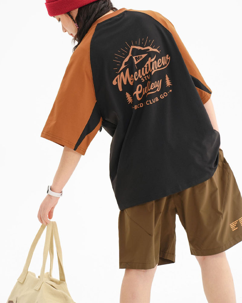 Retro contrast print short sleeves