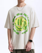 Retro tennis print short sleeves