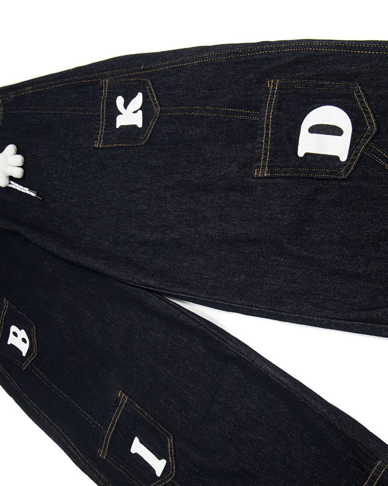 Simple washed denim trousers