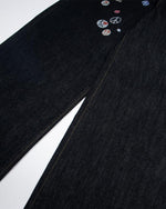 심플하게 워싱된 프린트 청바지