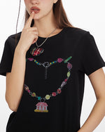 Cute colorful heart short sleeves