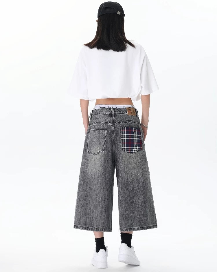 レトロなオールマッチデニムショートパンツ