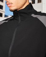 Stand collar colorblock short sleeve jacket