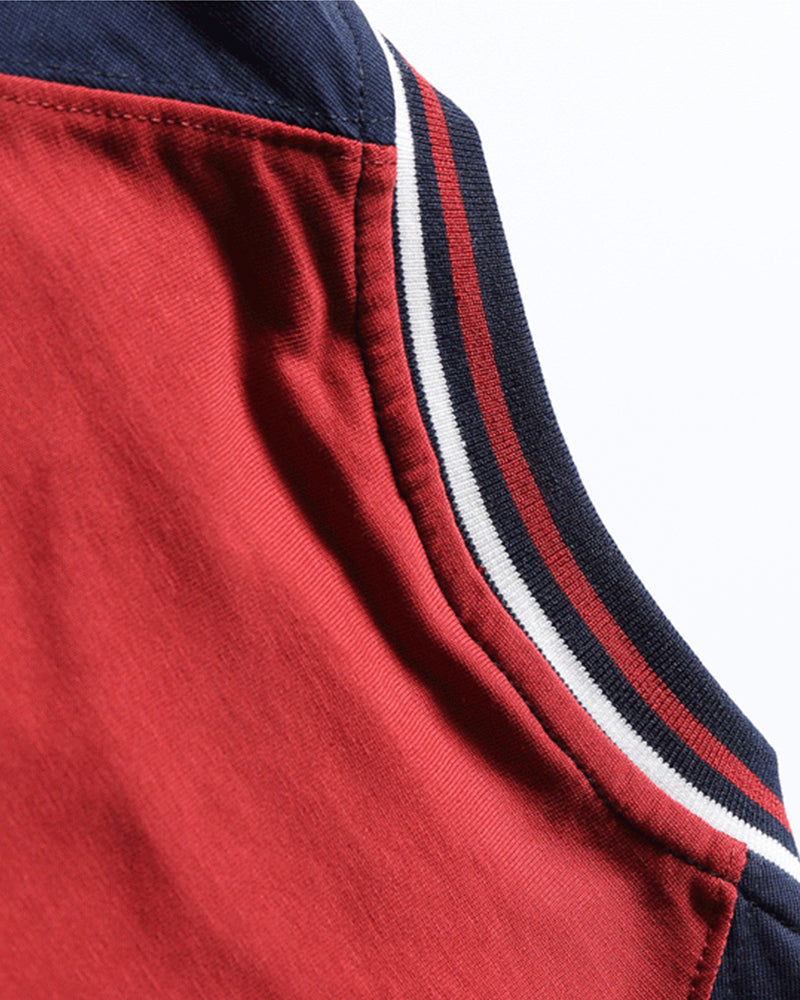 Colorblock letter print short sleeves