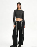 Checked Trousers with Belt