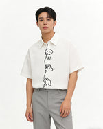 Casual Line-Art Dog Short-Sleeve Shirt