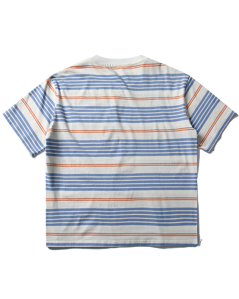 Colorful striped short sleeves with embroidered logo