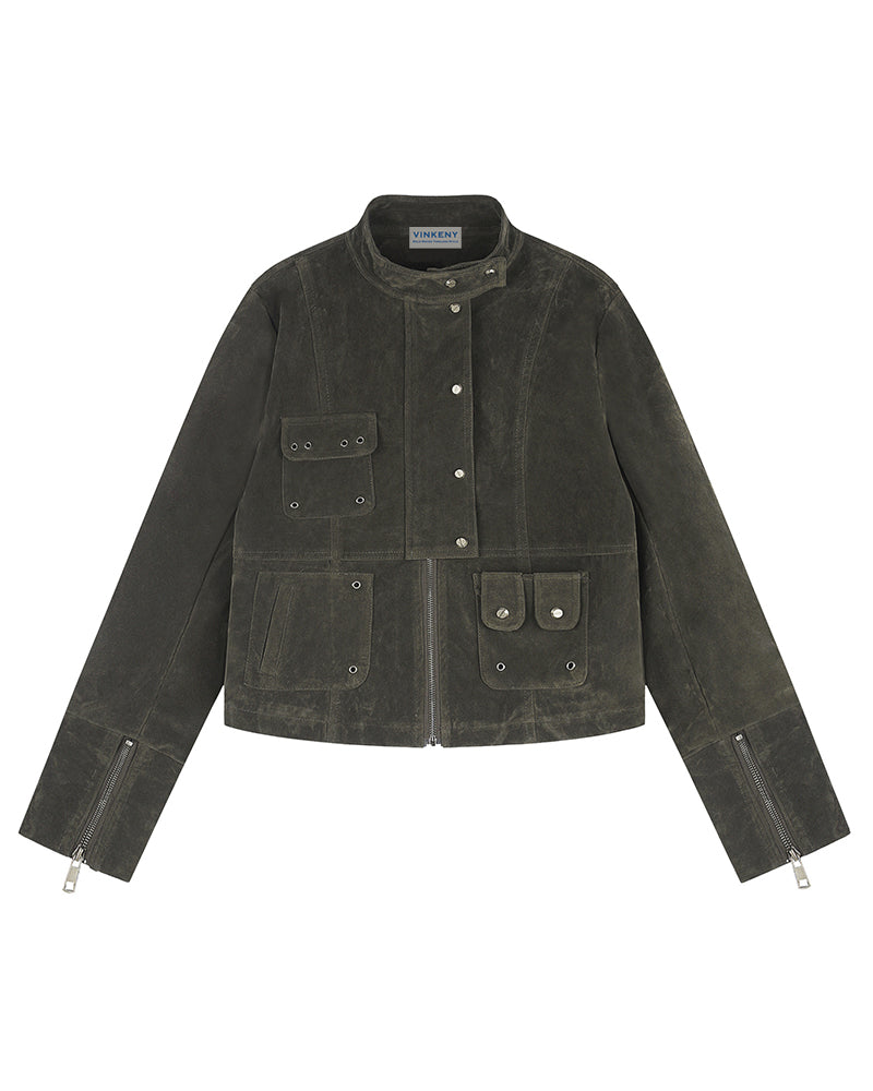 Stand-collar zip-up jacket