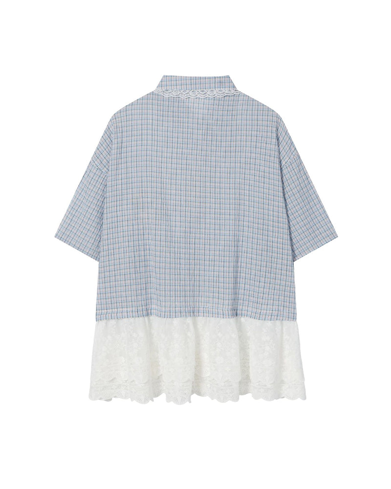 Lace-Paneled Short-Sleeve Shirt
