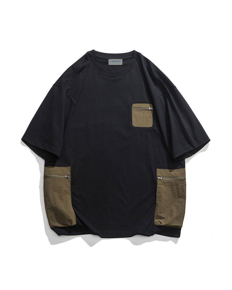 Spliced workwear short sleeves