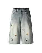 刺繍入りクロップドジーンズ