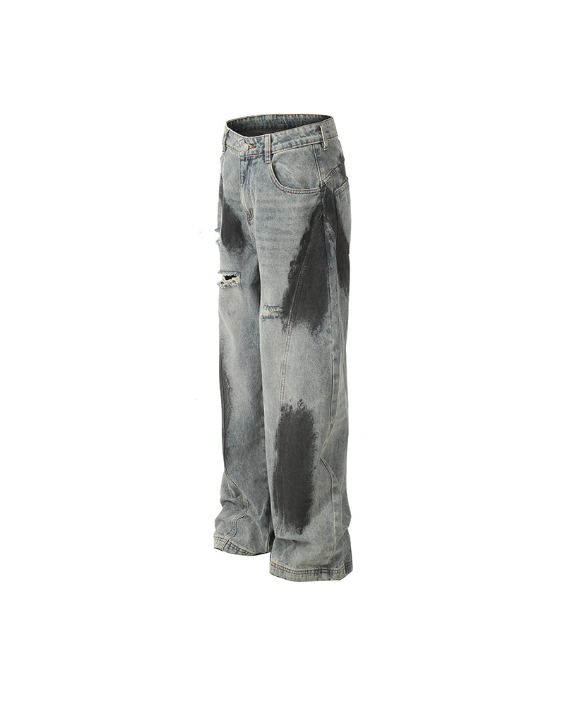 Paint-splatter wash jeans