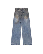 インクジェットウォッシュ加工のダメージジーンズ