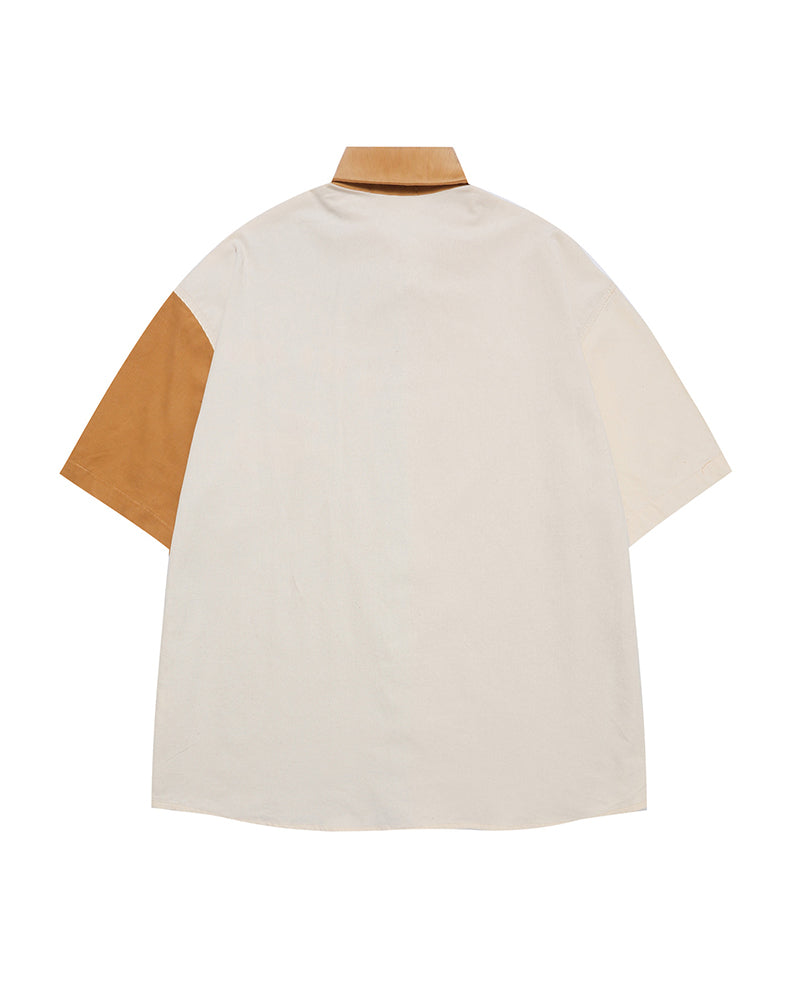 Color Block Puppy Short Sleeve Shirt